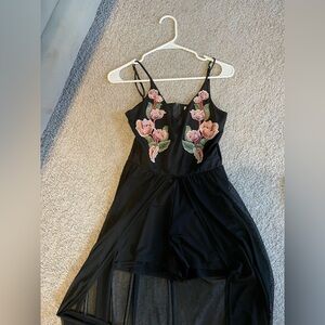 Charlotte Russe High Low Spaghetti Strap Floral Romper